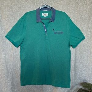 PENQUIN STRIPE CHAMBRAY COLLAR POLO